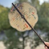 紫竹腰扇可卷曲长柄扇子团扇古扇搭配汉服旗袍拍照走秀腰扇