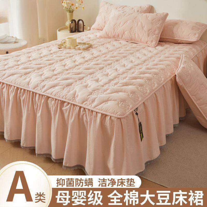 A类全棉床裙单件2025新款纯棉夹棉加厚床罩床裙款防尘罩床套遮丑