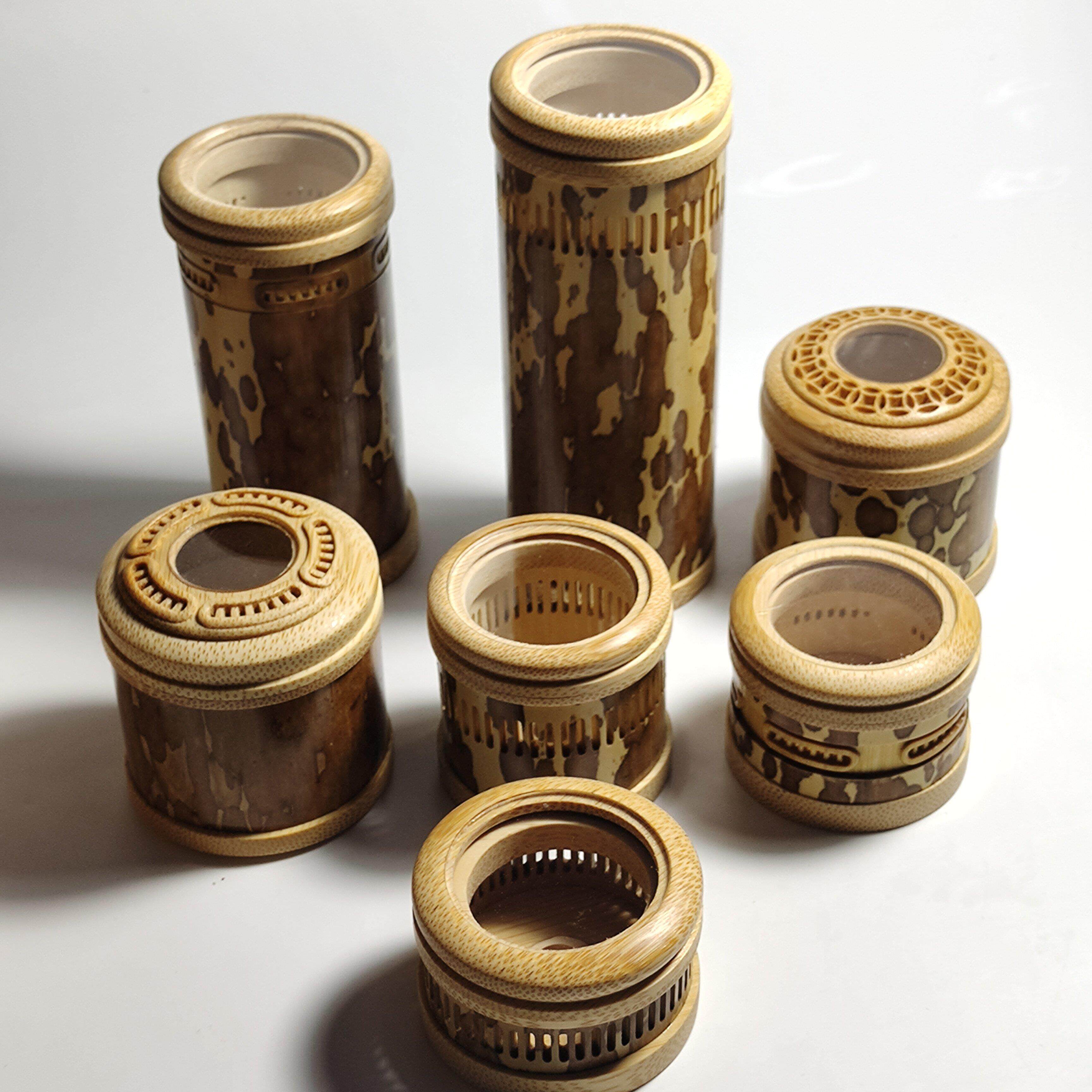 苏工精制梅妃竹鱼籽纹万体竹蛉盒鸣虫器具文玩蛐蛐蝈蝈叫罐实心竹