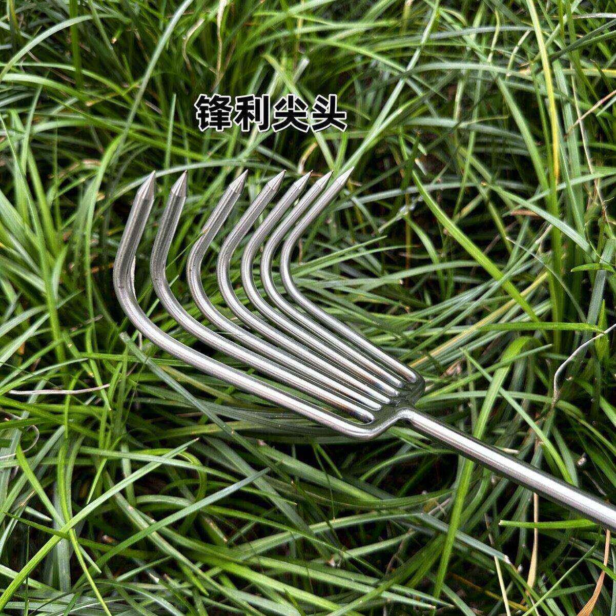 不锈钢一体钢柄小耙子园艺多爪耙松土耙子海鲜耙园林耙土蛤蜊工具