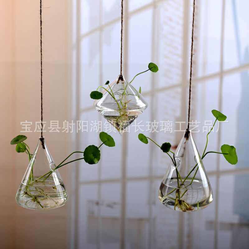 创意几何形悬挂玻璃花瓶三角形菱形玻璃花瓶水培花瓶家居水培容器,家居饰品,花瓶,淘宝优惠券,粉丝福利购,淘宝优惠卷