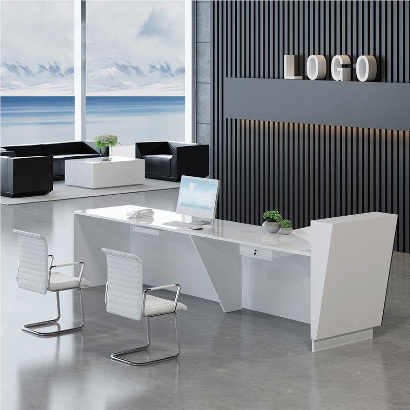 经典白色2.8黑m米烤漆台前PHX-QT19台客户接待创收意银台培训机构