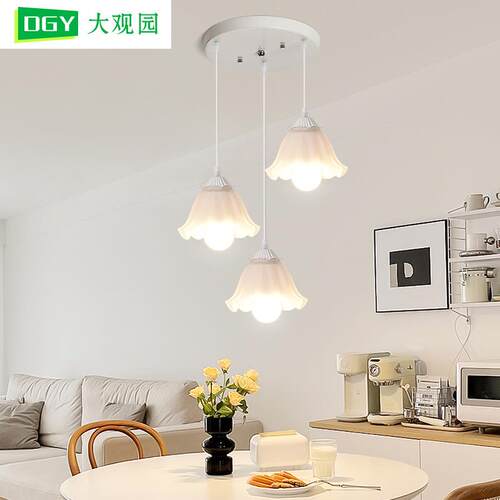 大观园餐厅灯现代简约法式北欧创意花朵三头餐厅灯餐桌饭厅灯L271