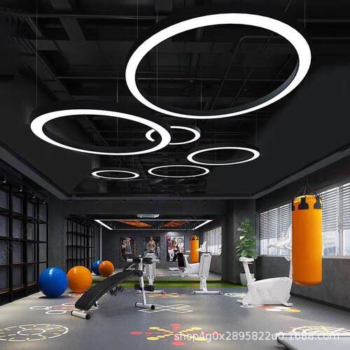 led圆形吊灯空心圆形圆圈环形超市水果店铺商场公司前台展厅吊灯