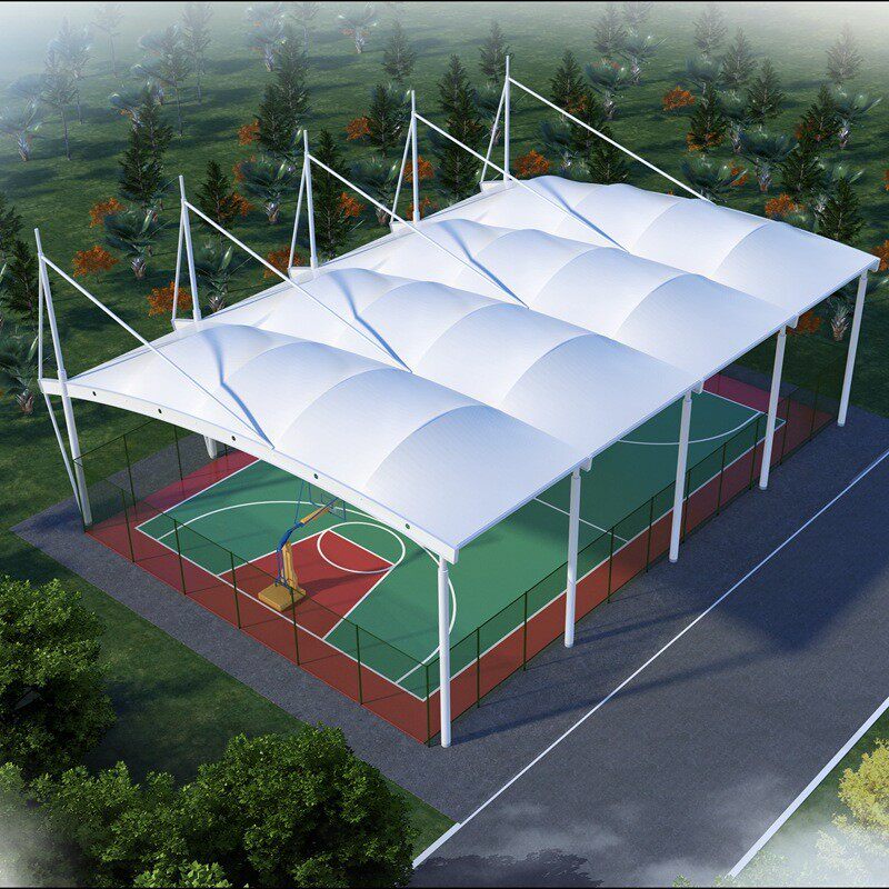户外网球场遮阳雨棚膜结构遮阳蓬运动场遮阳棚膜结构景观棚顶棚