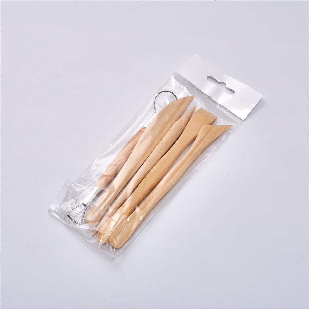 泥塑五件套陶艺陶泥切割工具手工雕塑刀DIY美术木质泥巴刀