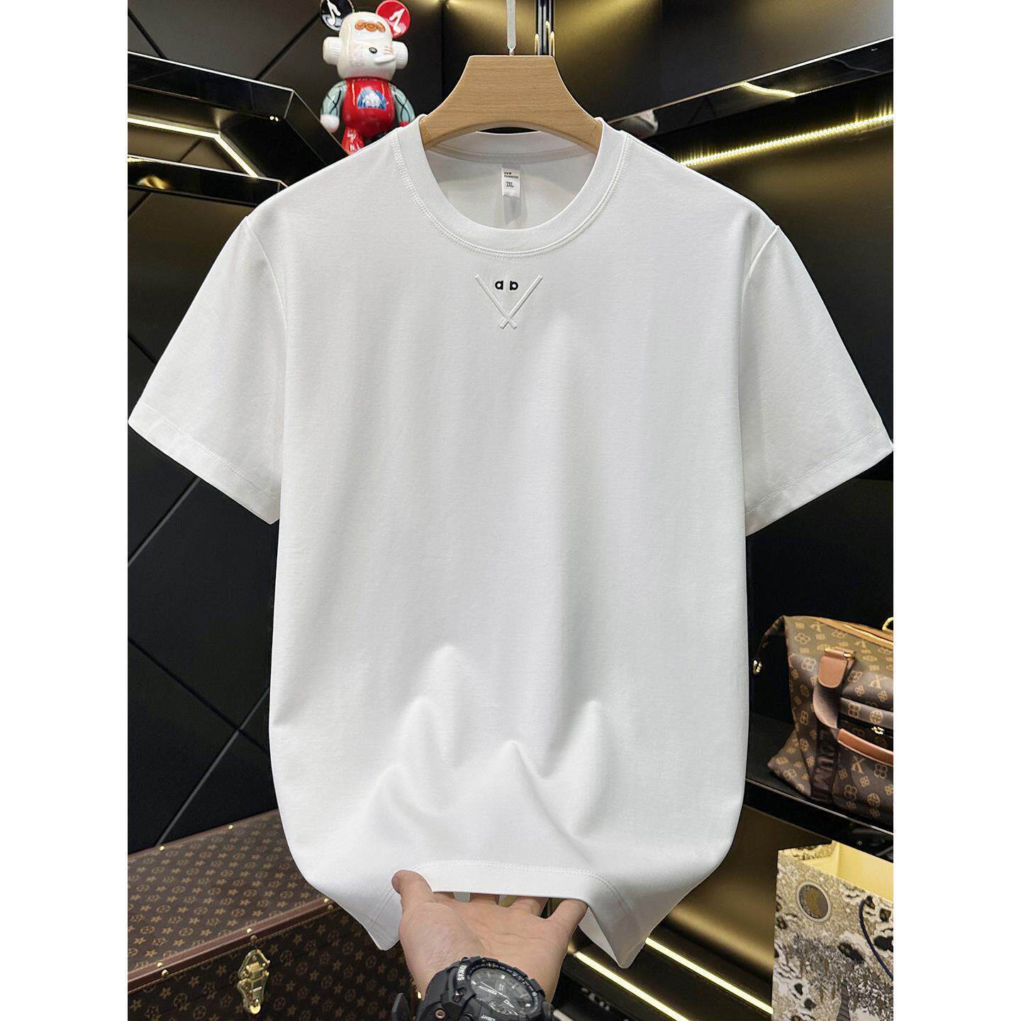 白色短袖T恤男2026夏季新款圆领套头薄款透气正肩上衣修身打底衫