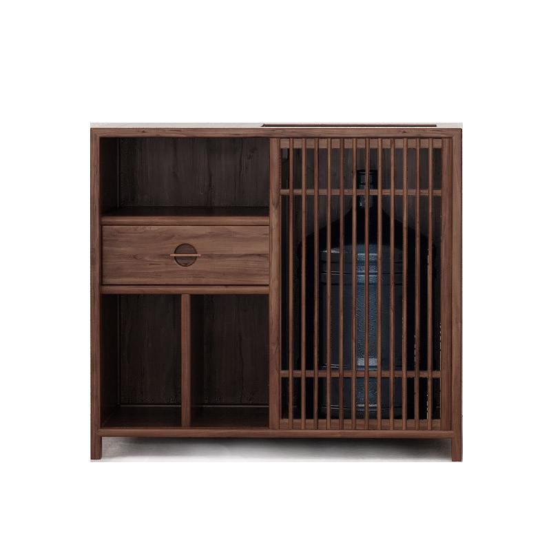 新中式老榆木茶水柜新款茶水柜实木茶几茶边柜家用烧水可移动边柜