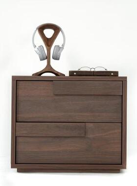 意式简床头柜黑色现代简约床卧室山屿潮67屉收纳边柜抽储物柜轻奢