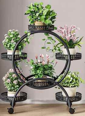 花层架物架铁艺多移动带轮省间空花架子阳植台客厅落LWF地绿萝花