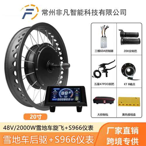 胖胖胎雪地车改装锂电助力配件48V2000W后驱旋飞S966彩屏20寸