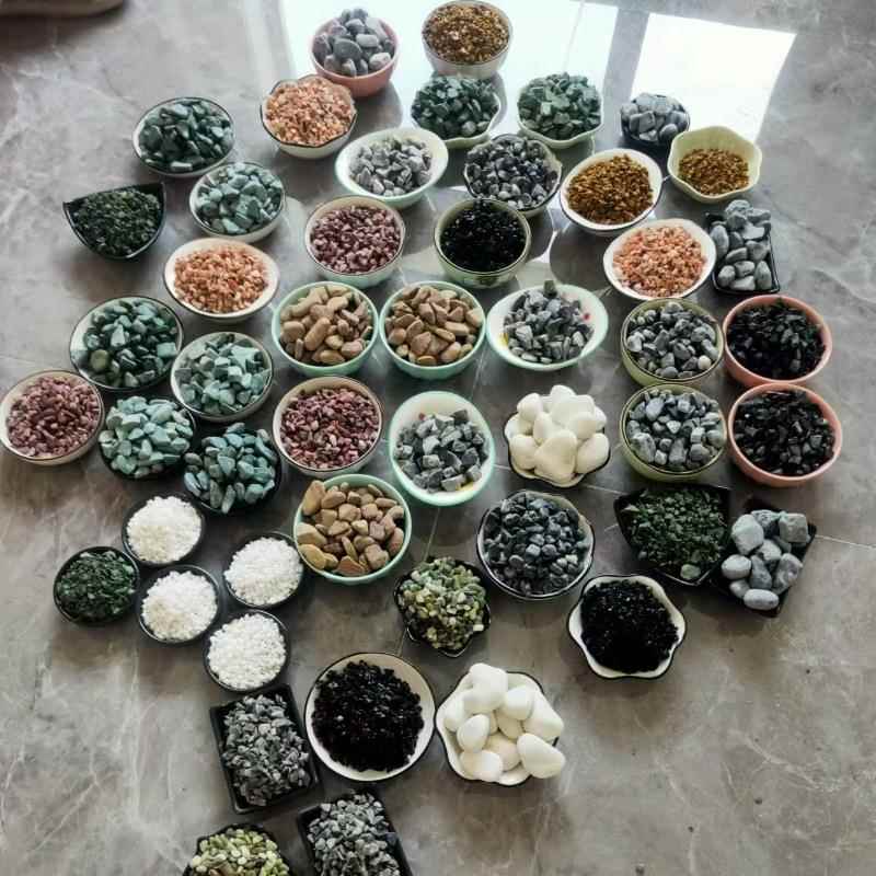 供应灰色小卵石枯山水白卵石水洗石米枯山水装饰石头五彩石