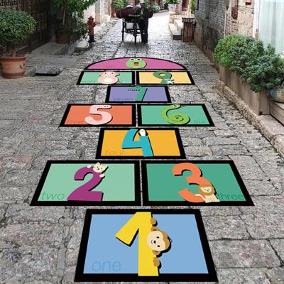 户外跳房子室外水泥幼儿园小学校园地面贴模板游戏彩绘课间十分钟