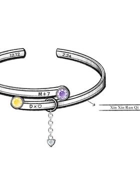 祺鑫手镯 双圈设计开口手环简约小众ins时尚个性高级感送女友配饰