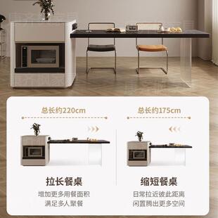 岩板悬岛烤餐桌一体可伸缩台家用小户型D21浮中岛台微波炉箱 新款