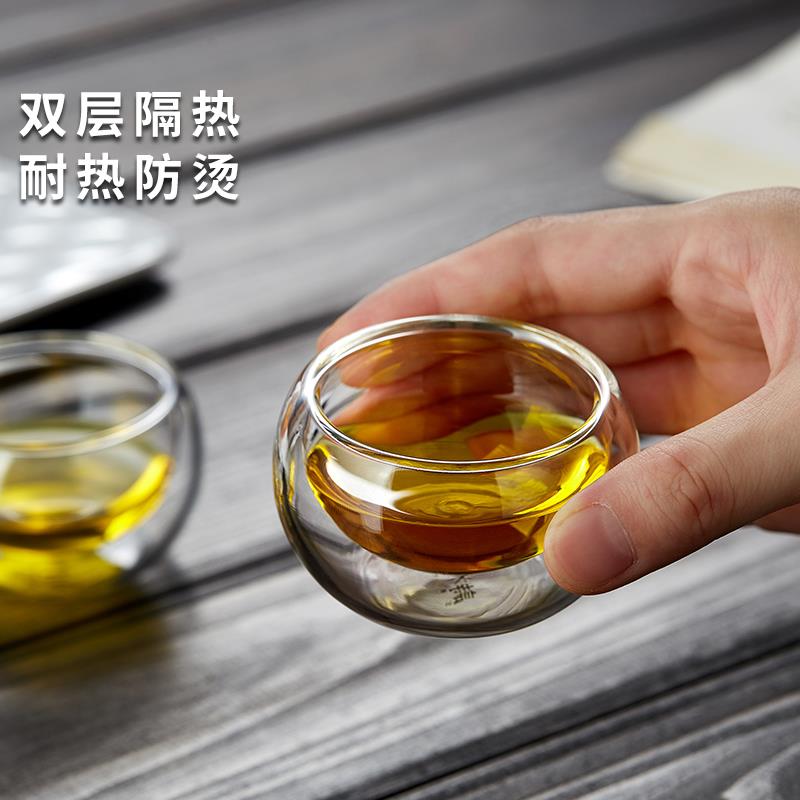 双层玻璃品茗杯小品杯个人用办公主人茶杯喝水家用6只装功夫茶具