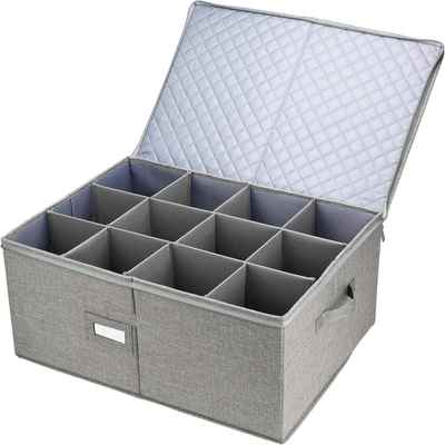 大号红酒杯收纳盒12格可折叠布艺葡萄酒杯高脚酒杯收纳箱