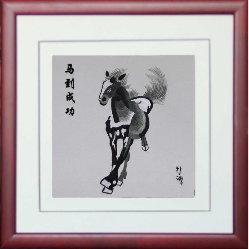批发苏绣成品客厅书房卧室装饰画苏州手工刺绣家居礼品画实木框图片