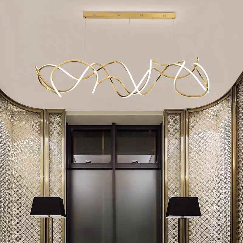 现代不锈钢简吊灯线灯酒店别墅餐厅异形783极灯具性中轻奢山led