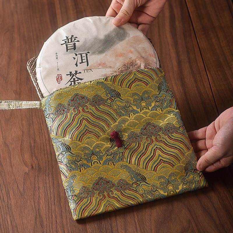 手拎茶饼袋普洱茶茶饼礼品袋手提袋中式高档一饼装白茶七饼子布袋