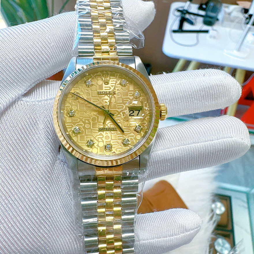 一口价98新Rolex劳力士18K黄金男士手表日志型后镶钻自动机械腕表