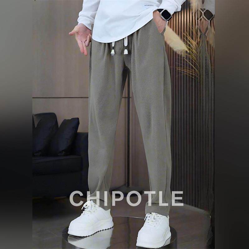 韩国CHIPOTLE高级感定制斜纹抗皱休闲裤男2026春季百搭宽松直筒裤