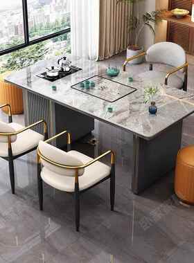 岩板茶桌一体一整套轻奢现代简约家用办公多功能茶台椅泡茶阳台