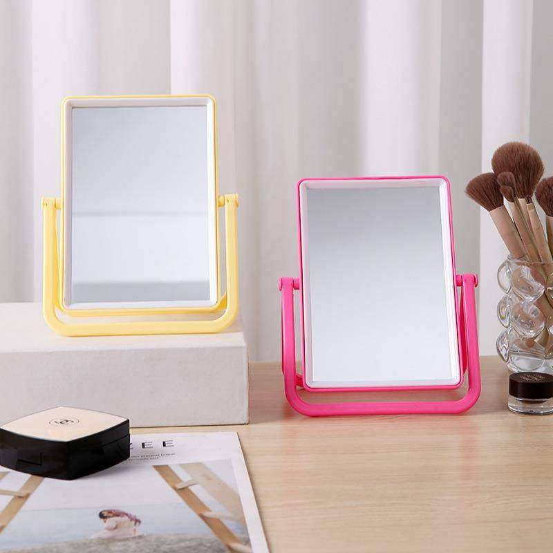 新款方形台式多彩双面化妆镜多功能折叠镜子学生寝室镜随身便携镜
