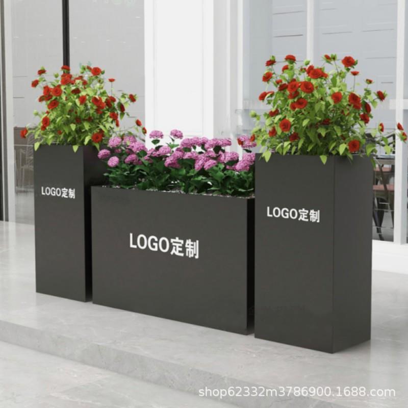 户外铁艺花箱广场室外围栏不锈钢花槽花坛售楼部庭院花盆组合套装