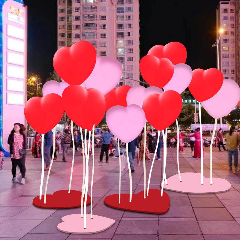 户外心形景观灯商场美陈广场景区氛围装饰网红互动装置七夕发光灯