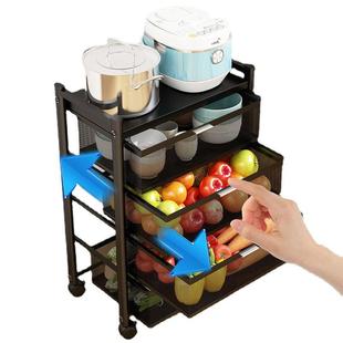 免安装 置物架落地多层推车微波炉果蔬菜篮子夹缝收纳架 厨房抽屉式