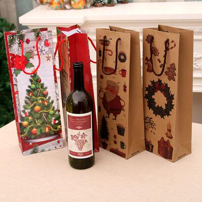 Christmas gift bag Christmas paper bag Wine bottle bag酒瓶袋