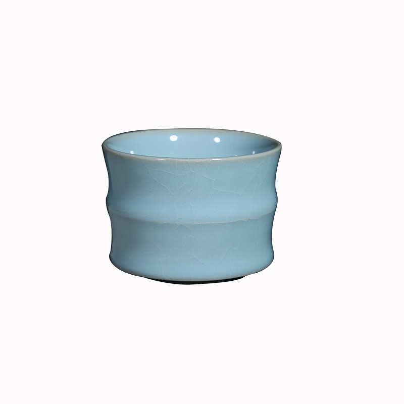 汝窑陶瓷家用竹节杯主人杯品茗杯功夫茶杯子汝州汝瓷批发品茶杯