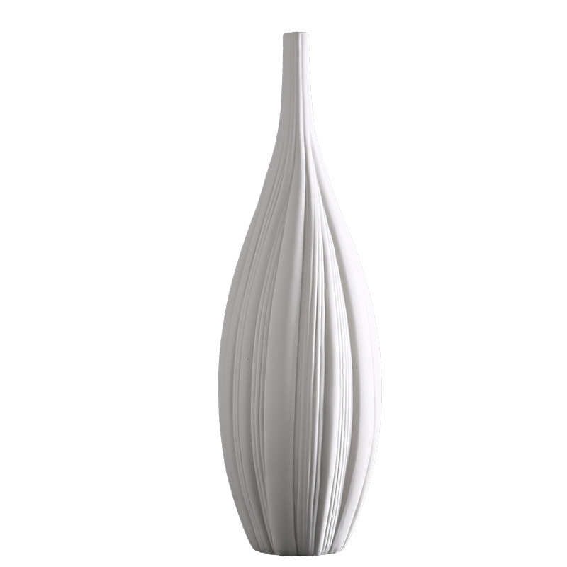 Best west 素烧陶瓷大花瓶摆件白色干花插花瓶样板房客厅软装饰品