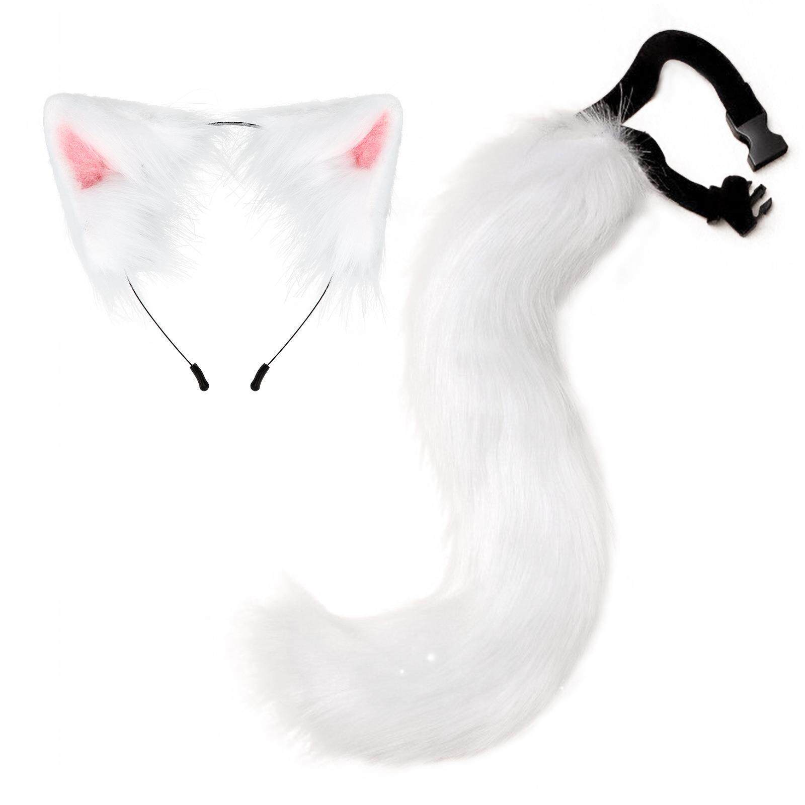 Halloween costume fox fur tail cat ear headband 狐狸尾巴耳朵