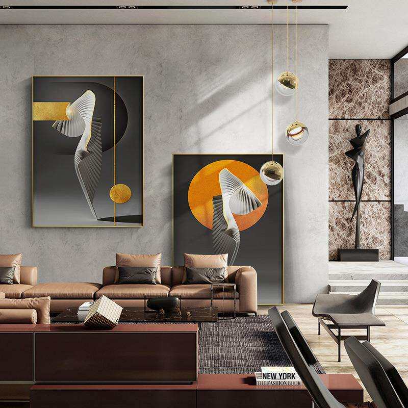 现代轻奢玄关入户装饰画抽象客厅沙发背景挂画大尺寸竖版过道壁画