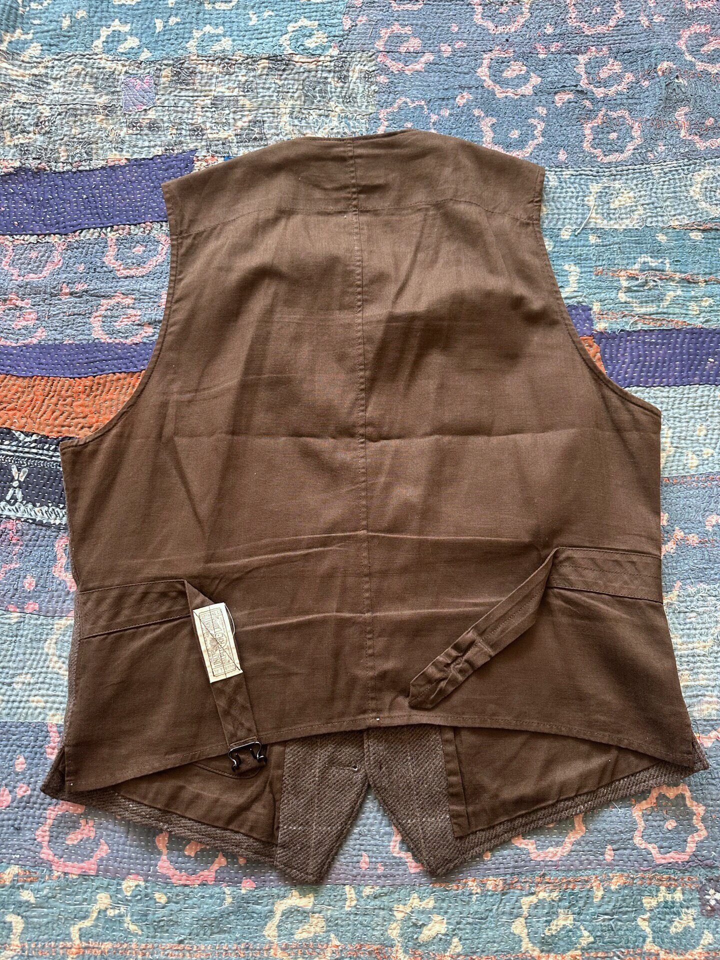 RRL Brown Checkered Vest — front