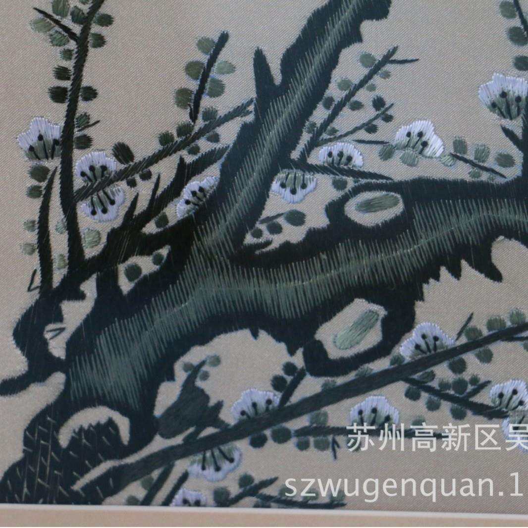 苏绣刺成挂画客品厅竹书99房带框装饰画苏州手工绣画梅兰菊四联幅