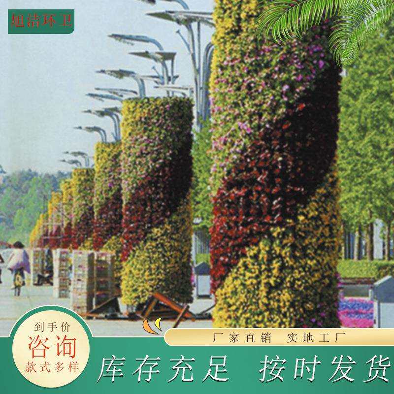 路边花箱灯杆花架塑料盆冬天仿真花夏天种植真花装饰街道户外花坛