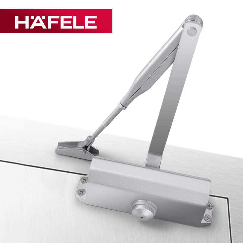 德国海福乐HAFELE银色明装折臂式可调关门器防火门自动缓冲闭门器
