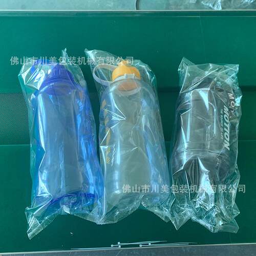 单个瓶子式装机料川美机械 枕全自动PEP包O膜杯子玻璃瓶套袋机塑