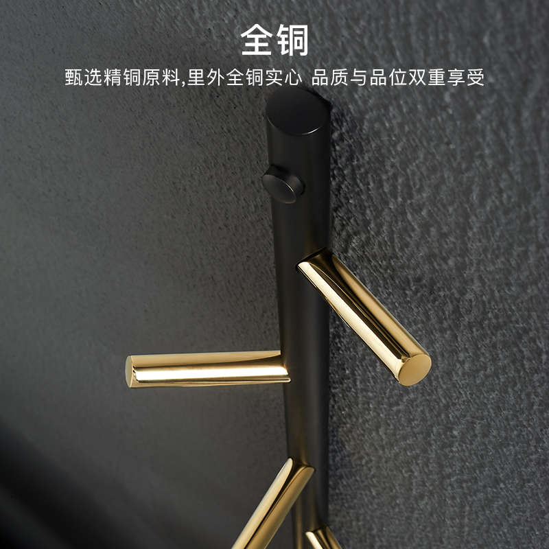 浴室全铜衣帽挂钩入户玄关门后挂壁式排钩组合北欧创意轻奢挂衣钩
