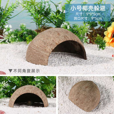 寄居蟹躲避屋窝森林珊瑚椰壳爬虫树桩躲藏洞造景摆件菠萝屋攀爬物
