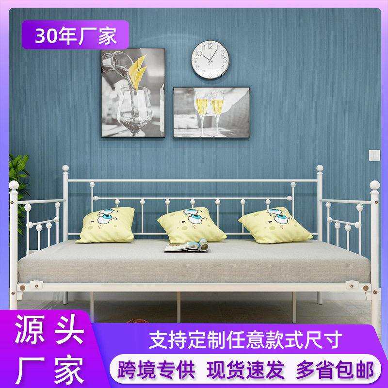 热卖款欧式坐卧两用铁艺沙发床 铁架拼接床 带护栏儿童床