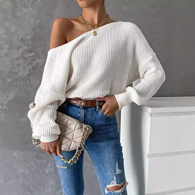 Women Plain Wrap Backless Drop Shoulder Sleeve Sweater Y2K
