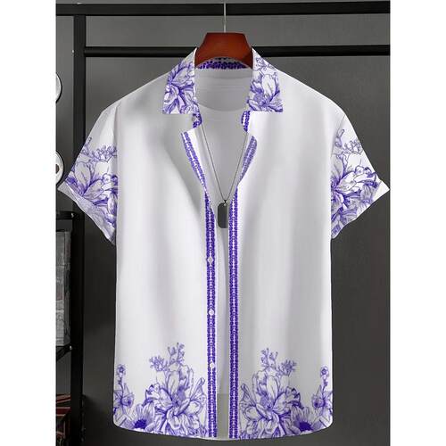 I 97801 Hawaiian Floral Print Shirt 夏威夷花卉印花衬衫