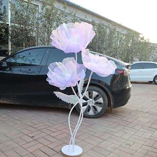 橱窗丝网罂粟花大型花户外婚礼装饰拍摄道具高端场景装饰花套装