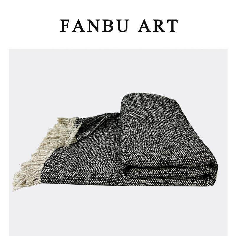 轻型豪华风格毯子样板房多功能深灰色编织装饰毯沙发毯床边毛巾床