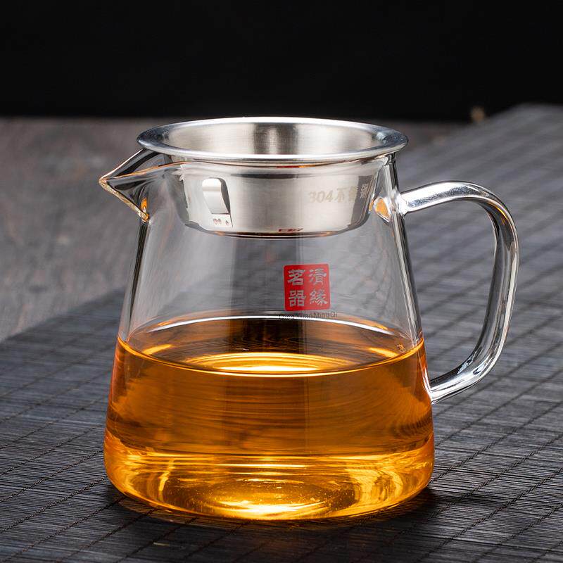 耐热加厚玻璃公平杯大茶海杯功夫茶具不锈钢滤茶漏茶分压器