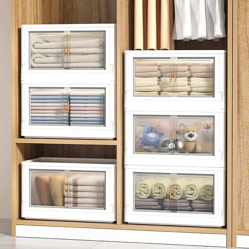 免安装多层折叠收纳柜节省空间透明塑料带滑轮衣物零食置物储物柜,收纳整理,收纳柜,淘宝优惠券,粉丝福利购,淘宝优惠卷